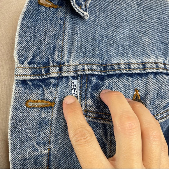 Levi Strauss Indian Motorcycle Denim Blue Jean Jacket Women Medium Cotton USA - Picture 7 of 11